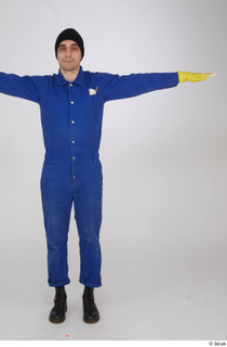Photos Shawn Jacobs Painter in Blue Coveralls standing t poses…